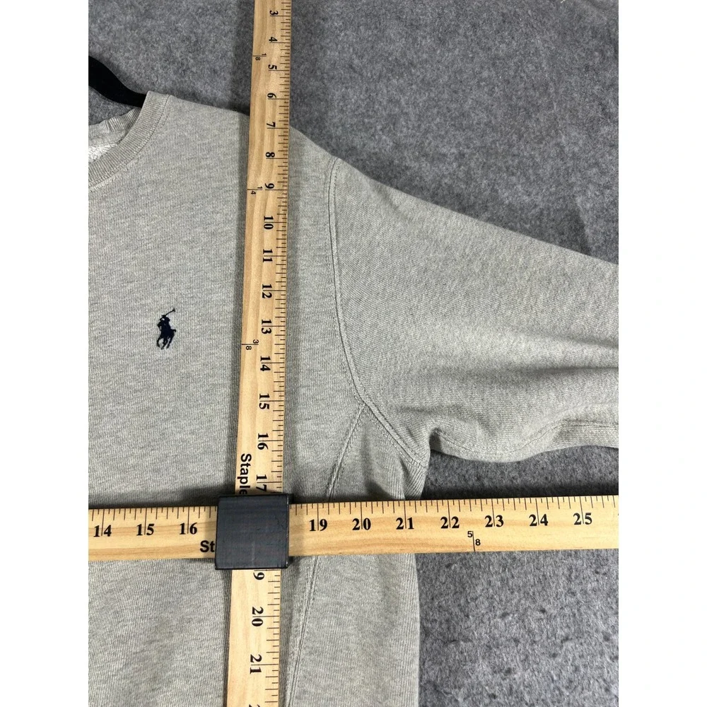 Polo Ralph Lauren Sweatshirt Men M Gray Pony Fleece Pullover Crewneck Minimalist